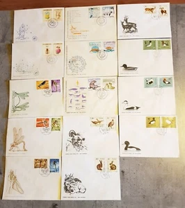 POLSKA LOT ANTARCTIC/INSECTS/ANIMALS/BIRDS 14 FDC MNH - Picture 1 of 2