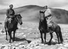 Two Horsemen On The Mongolian Steppes 1950S Old Photo