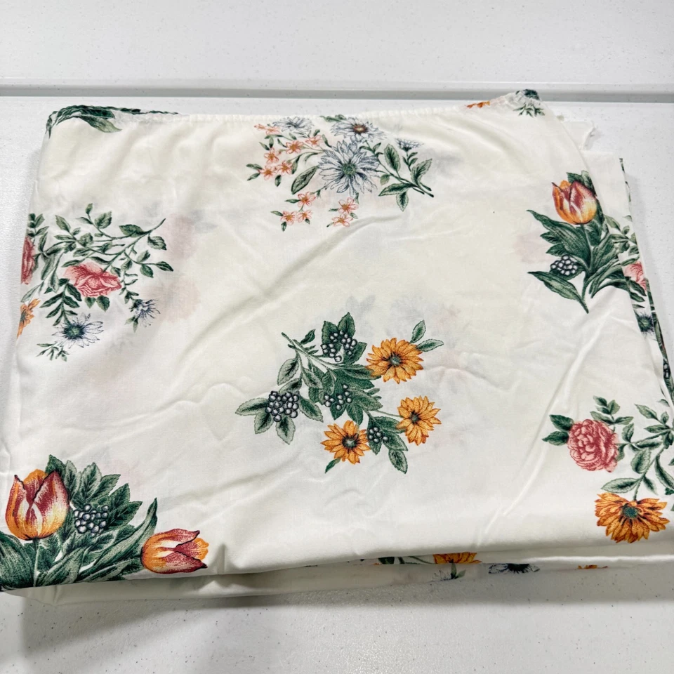 vintage springs twin queen sheet orange floral blend large blooms y2k 90s - Image 1 of 4