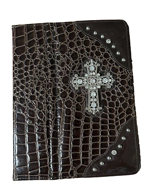 Montana West Brown Faux Crocodile Tablet Case 8" x 10" - Image 1 of 4