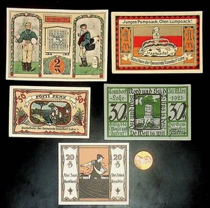 1921 Deutschland TONNDORF LOHE 20 30 50 100 200 Phennig Banknote/Notgeld Set - Bild 1 von 2