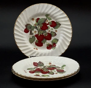 3 Regency Bone China England Erdbeere reif 7 3/4" Goldrand Dessertteller - Bild 1 von 8