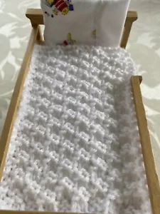Dolls House Throw/Blanket For Bunk Beds X 2 White CAN BE KNIT IN ANY COLOUR. - Picture 1 of 4