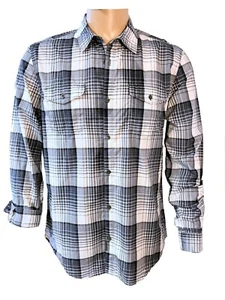 Calvin Klein Men's Flap Pocket Plaid Long Sleeve Button Up Casual Shirt M Blue - Picture 1 of 3