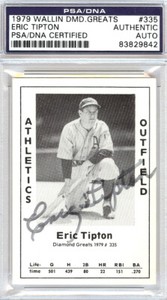 Eric Tipton Autographed 1979 Diamond Greats Card #335 A's PSA/DNA #83829842