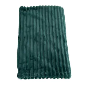 Flannel Fuzzy Toddler Blanket Warm Lightweight Reversible Stripes Green 30x40 NE - Picture 1 of 12