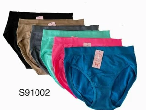 3-6 WOMEN Full BRIEFS Seamless MID RISE PANTIES UNDIES Underwear ONE SIZE 910002 - Picture 1 of 3
