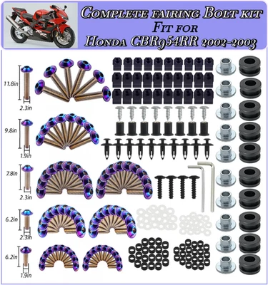 236 piezas azul púrpura irid. Kit completo de pernos de carenado para Honda CBR954RR 2002 2003 Foto 1 de 4