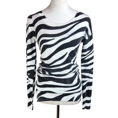 Vertigo Paris M Wool Angora Cashmere Blend Knit Zebra Stripe Tunic Sweater Dress - Image 1 of 4