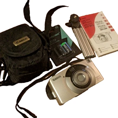 Câmera de Filme Canon Sure Shot 105Zoom S Data 35mm Estojo TESTADO, Manual, Bateria, Tripé - Imagem 1 de 4