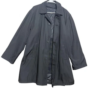 Bill Blass Coat Mens 40 Regular Black Zip Out Liner Quilted Plaid Car Coat 3000 - Picture 1 of 12