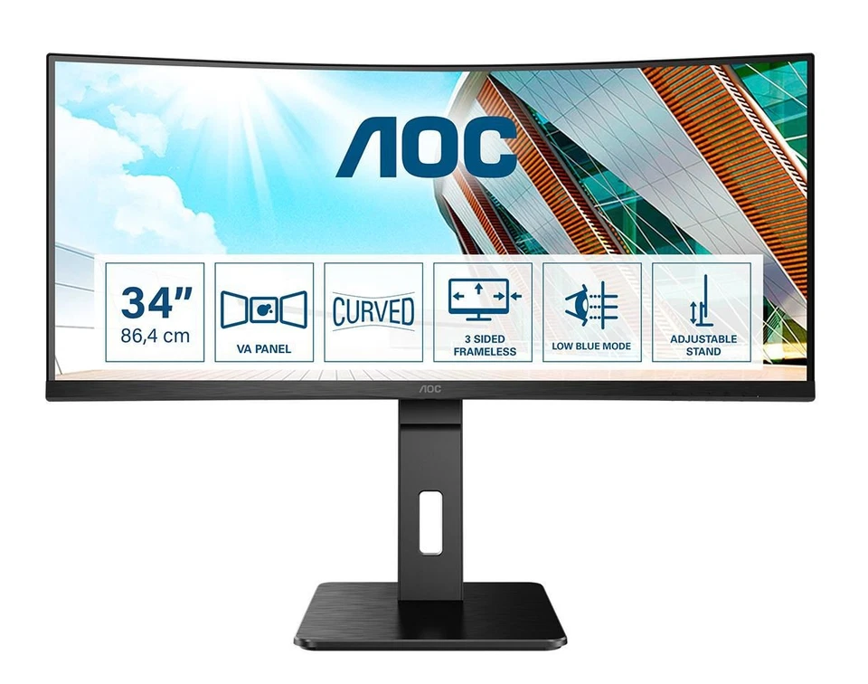 AOC CU34P2A P2 LED display 86.4  cm (34) 3440 x 1440 pixels Quad HD Black CU ~E~ - Bild 1 von 1