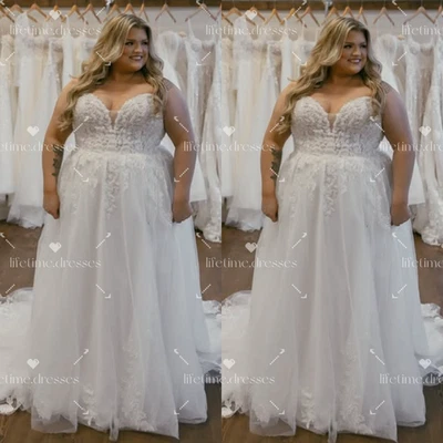 Vestidos de novia talla grande sin mangas blanco marfil playa boho tul vestidos de novia Foto 1 de 4