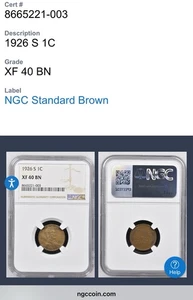 🔥NGC Graded XF40 BN 1926-S Lincoln Cent !Wood Grain Look on Obverse!🔥 - Picture 1 of 2