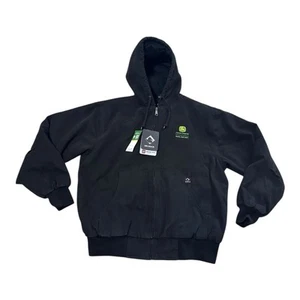 John Deere Dri-Duck Cheyenne Coat Size L Black Canvas Quilt Line Embroidered NWT - Picture 1 of 17