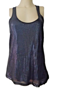 Canotta donna Petite L senza maniche racerback nera opaca paillettes - Foto 1 di 9