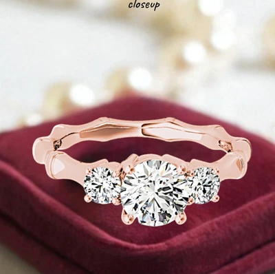 18k Rose Gold IGI Certified Lab Grown Diamond Wedding Ring 2.00 ct Round Cut - Image 1 of 4