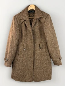 Giacca Women's Coat Sz Large Brown Wool Blend Tweed Old Money - Picture 1 of 9