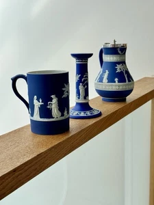 Antica Tankard Wedgwood diaspro blu 1903 A/F - Foto 1 di 20