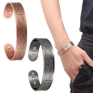 MEN'S COPPER MAGNETIC BRACELET CARPAL TUNNEL BANGLE ARTHRITIS PAIN RELIEF - Picture 1 of 11