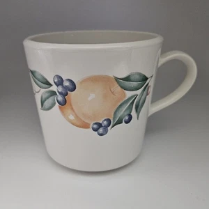 Corning Fruit & Berry Pattern Mugs Set of 4 White Stoneware USA - Picture 1 of 5