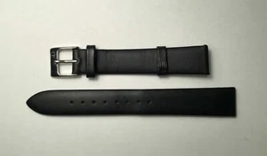 Correa Reloj 16mm Cuero Negro Acero Inoxidable Hebilla Nuevo - Imagen 1 de 2