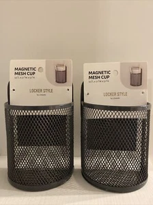 2 PK Magnetic Mesh Cup, Gray- U Brands, Locker, Fridge, Organize, 5” Tall - Picture 1 of 4
