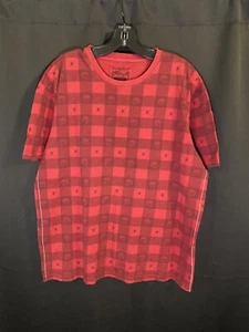 Vintage Y2K Retrofit Red Plaid Tshirt Skulls Grunge Mall Goth Cyber Emo Skate L - Picture 1 of 11
