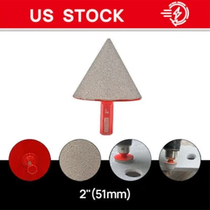 2"/50mm Diamond Chamfer Cone Milling Bits Countersink Hole Saw Cut Ceramic Tile - Picture 1 of 8
