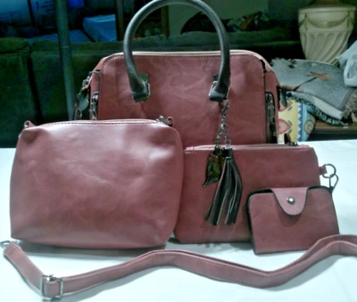 Women’s Leather Satchel - 4PCS/Set Elegant Tote Shoulder Bag & Purse - New - Image 1 of 4