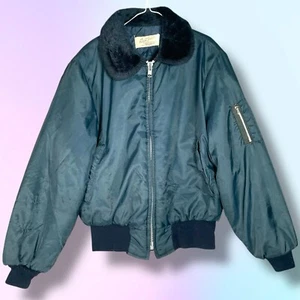 Vintage Fliegerjacke Außenhülle Full Zip Steppfutter Nylon Blau Größe Small - Bild 1 von 13