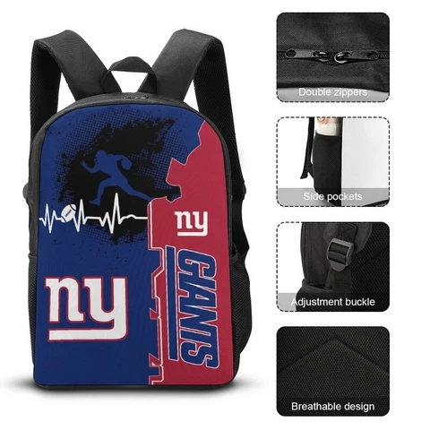 New York Giants Shoulder Backpack 17” Travel Backpack Heartbeat Sport Style Cover