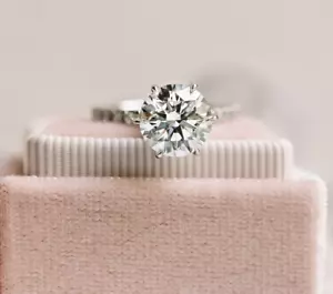 2.5 Ct Round Cut Moissanite Stone Engagement Wedding Band 14K Solid White Gold - Picture 1 of 12