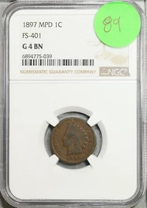1897 Indian Head Cent NGC G 4 Good MPD FS-401 #5-039 - Picture 1 of 2