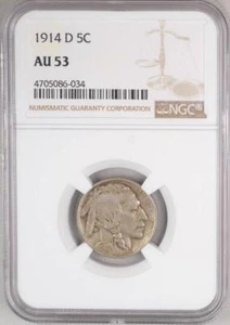 1914-D Buffalo Nickel AU53 NGC #290 - Picture 1 of 4