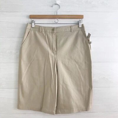 NUEVO CON ETIQUETAS Croft & Barrow - Pantalones cortos chinos elásticos beige tostado, talla 10 Foto 1 de 4