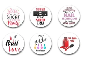 25 mm 1" ZOLL KNOPFABZEICHEN x6 NAGELTECHNIKER - Bild 1 von 1