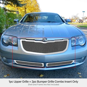 Combo de inserto de malla cromada de acero inoxidable para Chrysler Crossfire 2004-2008 - Imagen 1 de 7