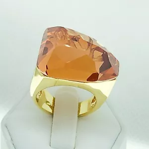 R5282 Women Vintage Jewelry White Yellow Gold Plated Big Citrine Solitaire Ring - Picture 1 of 8