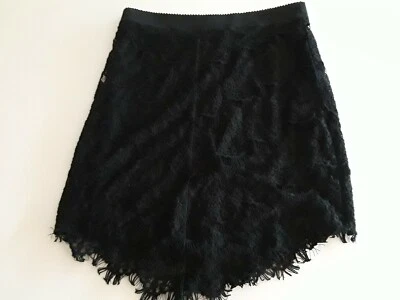 Free People Women's Elastic Waist Asymmetrical Hem Lace Overlay Skirt Black S - Image 1 of 4