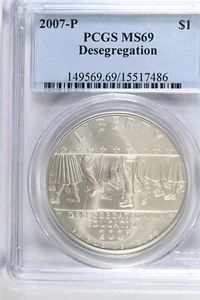 2007 P Desegregation- Little Rock HS -PCGS MS69 Modern Commem Silver Dollar - Picture 1 of 2