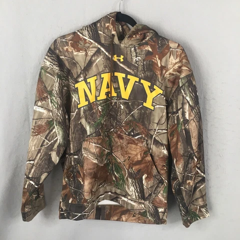 Navy Hoodie Mens Small Camo Realtree Pullover Sweatshirt USNA Under Armour Mids Cover