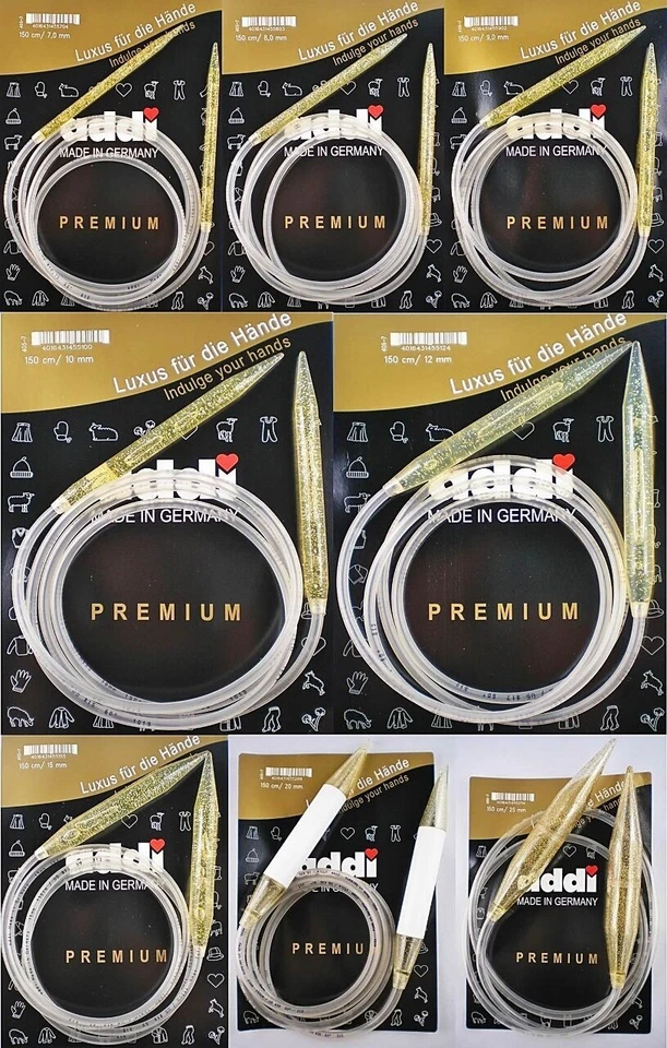 Addi Champagner Rundstricknadeln 150cm versch. Stärken Kunststoff Gold-Glitter - Bild 1 von 1