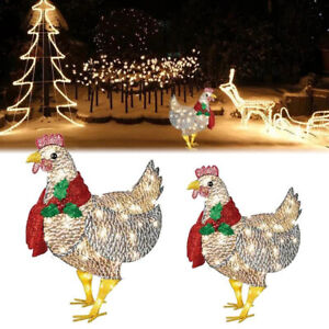 Light-Up Chicken Solar Christmas Chicken Light Strings Chicken Sculpture