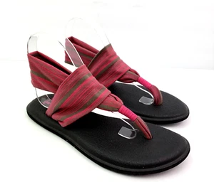 Sanuk Yoga Sling Womens Size 8 Pink Gray Black Comfort Casual Flat Sandals - Picture 1 of 11