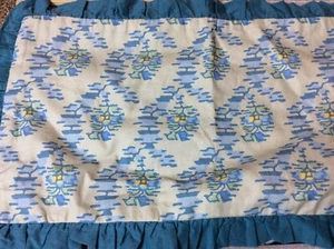 Copricuscino lombare con volant West Elm Rhode Jawahar NUOVO! 100% cotone blu laguna - Foto 1 di 1