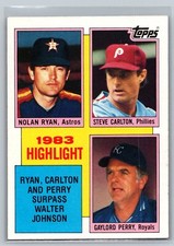 1984 Topps #4 Nolan Ryan / Steve Carlton / Gaylord Perry HL  Team Checklist