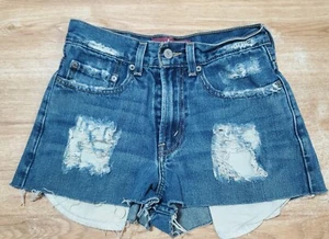 Women's Levi’s 569 Medium Wash Distressed Cut Off Short Shorts Cotton 26 Waist - Picture 1 of 10