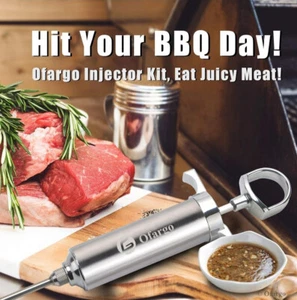 304-Stainless Steel Meat Injector Syringe Kit with 4 Marinade Needles for BBQ - Picture 1 of 6