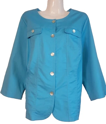 Ruby Rd Womens Plus Size Baby Blue Long Sleeve Jacket Size 18W Stretch  - Image 1 of 4